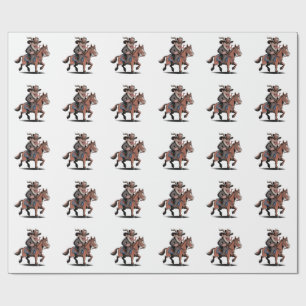 Papel De Presente MAU Krampus Christmas Cowboy Horse Western Xmas