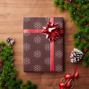 Papel De Presente Mauve e marrom de padrão de neve minimalista