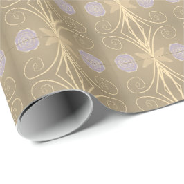 Papel De Presente Mauve Floral Estiloso Desenhado