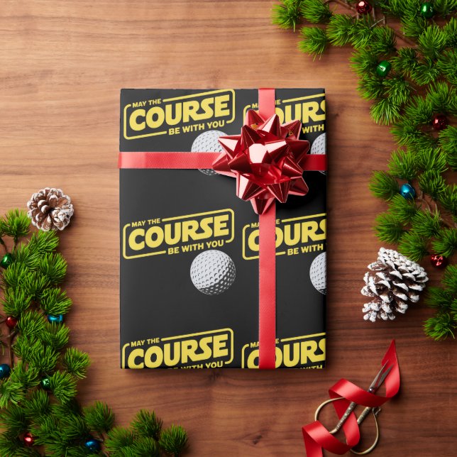 Papel De Presente May The Course Be With You Funny Golf Golfing (Presente de Natal)
