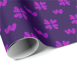 Papel De Presente Mazipoodles Fuchsia Hearts On Indigo