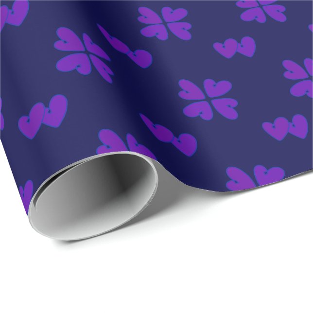 Papel De Presente Mazipoodles Purple Hearts On Indigo (Ponta do rolo)