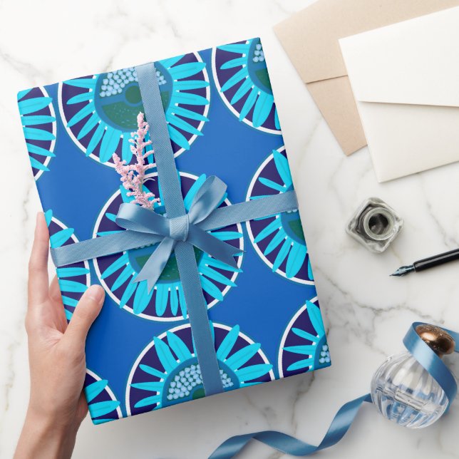 Papel De Presente Mazipoodles Sunflower Sunshine: Blue 1 (Presentear)
