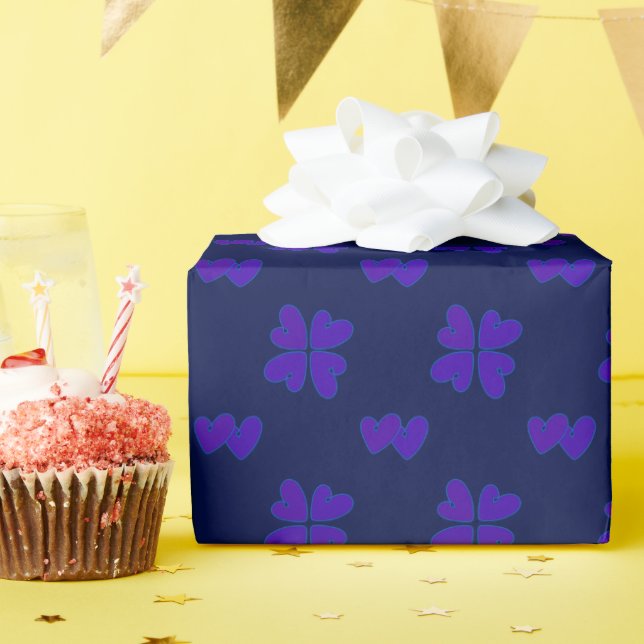 Papel De Presente Mazipoodles Violet Hearts No Indigo (Festa de aniversário)