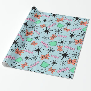 Papel De Presente MCM Atômico Cor-de-rosa Laranja Verde Azul Grande