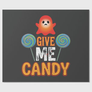 Papel De Presente Me Dê Doce Fantasma de Halloween_1