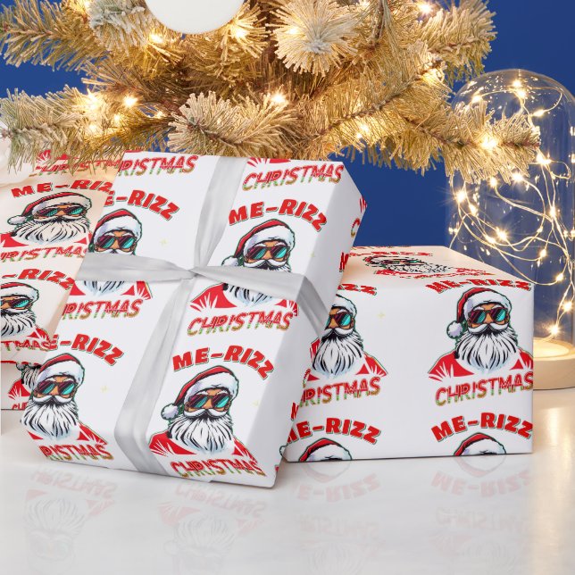 Papel De Presente Me-Rizz Natal gen Alpha meme engraçado (Feriados)