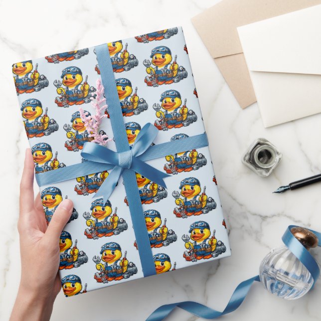 Papel De Presente Mecânico Pato de Borracha (Presentear)