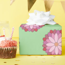 Papel De Presente Medalhão Verde-Asiático Pastel Rosa