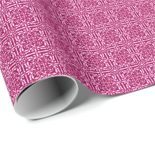 Papel De Presente Medieval Damask Fleur-de-lis, vinho burgundy