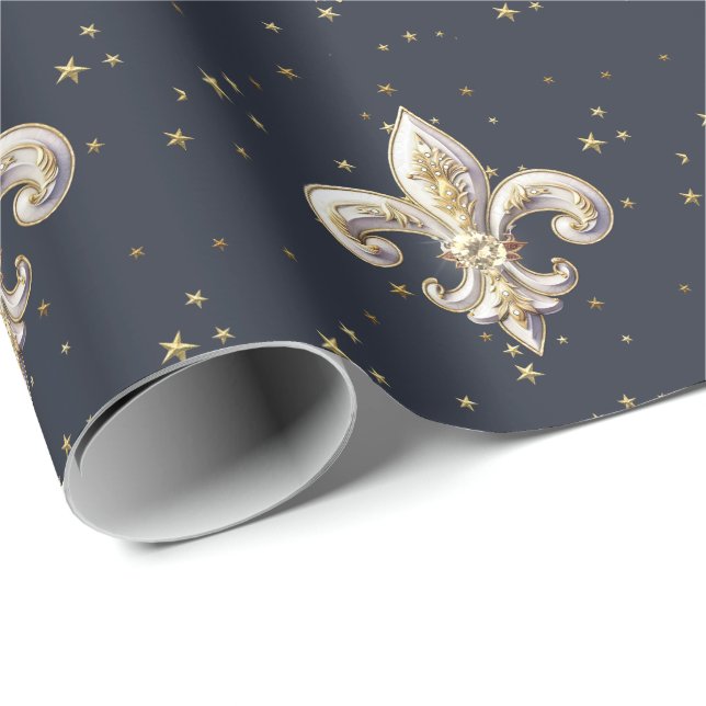 Papel De Presente Medieval Fleur-de-Lis Wrapping Paper (Ponta do rolo)
