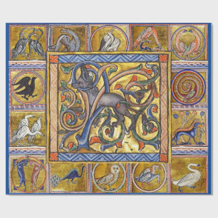 PAPEL DE PRESENTE MÉDIO-ESTRANHO ANIMAIS FANTÁSTICOS, ANTELOS, BESTI