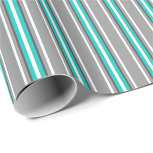 Papel De Presente Médio-Século Modernas, Cinzas e Turquesa
