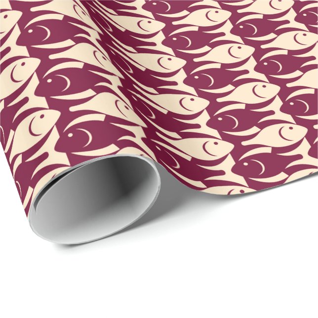 Papel De Presente Médio-século Peixe, pêssego e marrom modernos (Ponta do rolo)