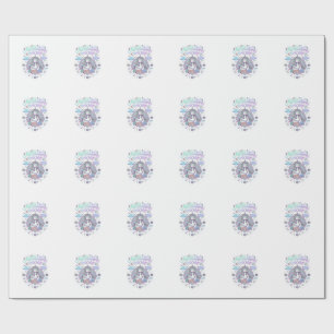 Papel De Presente Meditação de Unicórnio Unicórnio Fundo Branco Veto