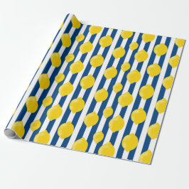 Papel De Presente Mediterranean Summer Stripes and Lemons