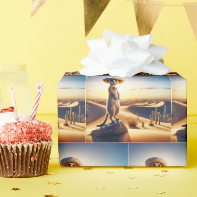 Papel De Presente Meerkat Vestindo um Sombrero Mexicano (Festa de aniversário)
