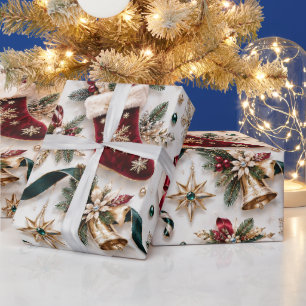 Papel De Presente Meia de Natal com Fita Tradicional