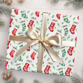 Papel De Presente Meias de Natal Vermelhas e Verdes