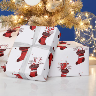 Papel De Presente Meias de Natal Vermelhas Festivas