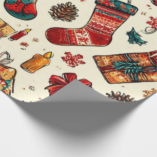 Papel De Presente Meias e Presentes de Natal Festivos