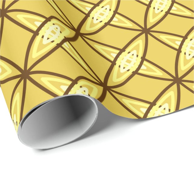 Papel De Presente Meio século Atômica moderno - Mostarda Dourada (Ponta do rolo)