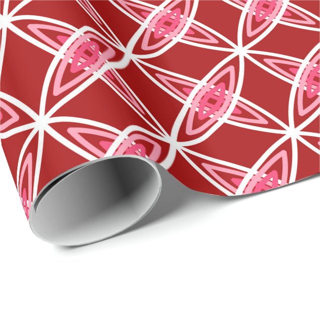 Papel De Presente Meio século Atômica moderno - Vermelho escuro (Ponta do rolo)