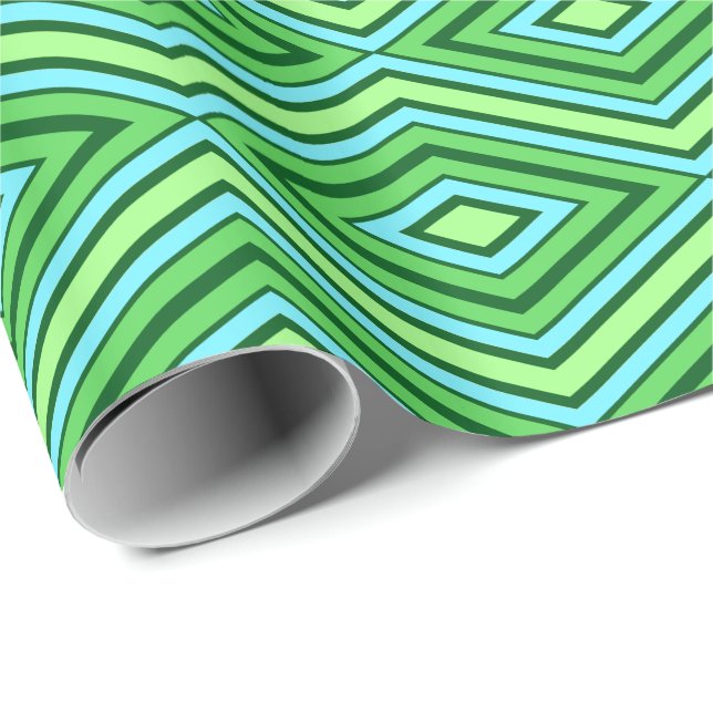 Papel De Presente Meio século Diamond Pattern Jade Green e Aqua (Ponta do rolo)