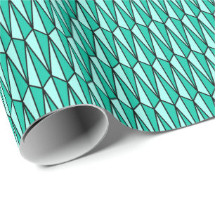 Papel De Presente Meio século geométrico, cerceta e aqua