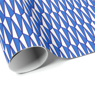 Papel De Presente Meio século geométrico, cobalto e branco