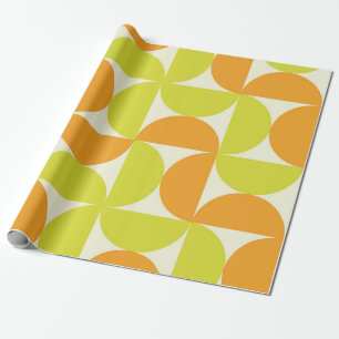 Papel De Presente Meio Século Meios Círculos Laranja e Amarelo