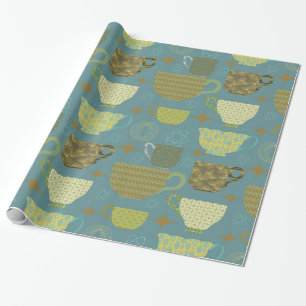 Papel De Presente Meio século Modern Dusty Blue Teacup