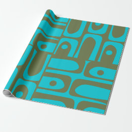 Papel De Presente Meio século Moderno Piquet Turquoise — Padrão Oleí