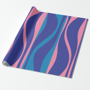 Papel De Presente Meio século moderno salão vibrante azul e rosa