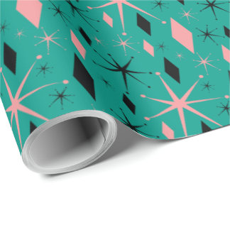 Papel De Presente Meio século retro Starburst e diamantes