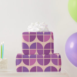 Papel De Presente Meio século Rosa Geométrico Púrpura