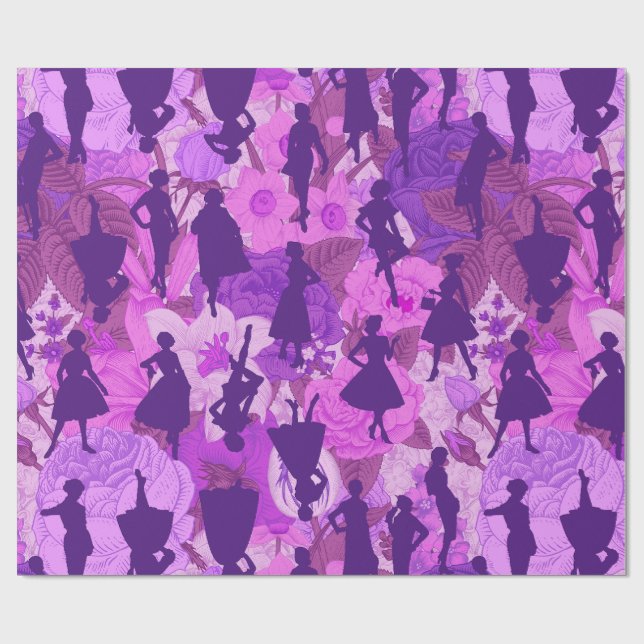 Papel De Presente meio século roxo da década de 1950, mulheres da si (Aberto)