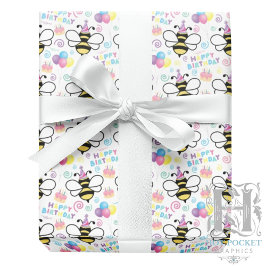 Papel De Presente Mel Bee Aniversário