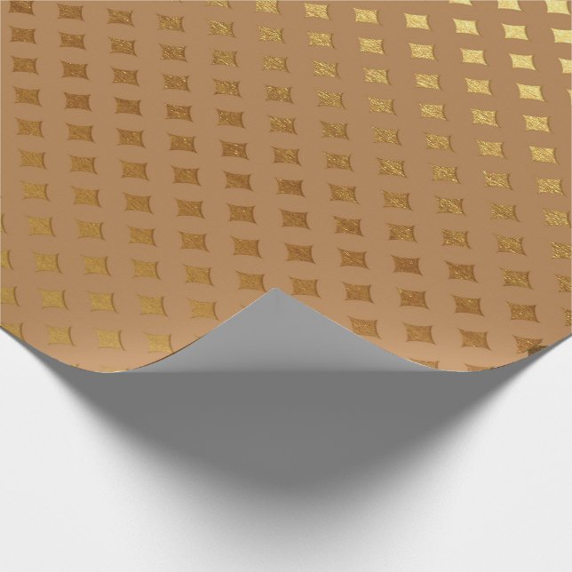 Papel De Presente Mel Diamante Cortado Marrom Maroon Sepia Dourado M (Ponta)