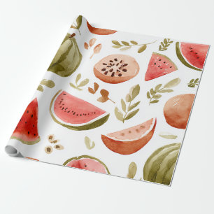 Papel De Presente Melancia Fofo Colorido Rosa Verde