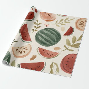 Papel De Presente Melancia Fofo Colorido Rosa Verde