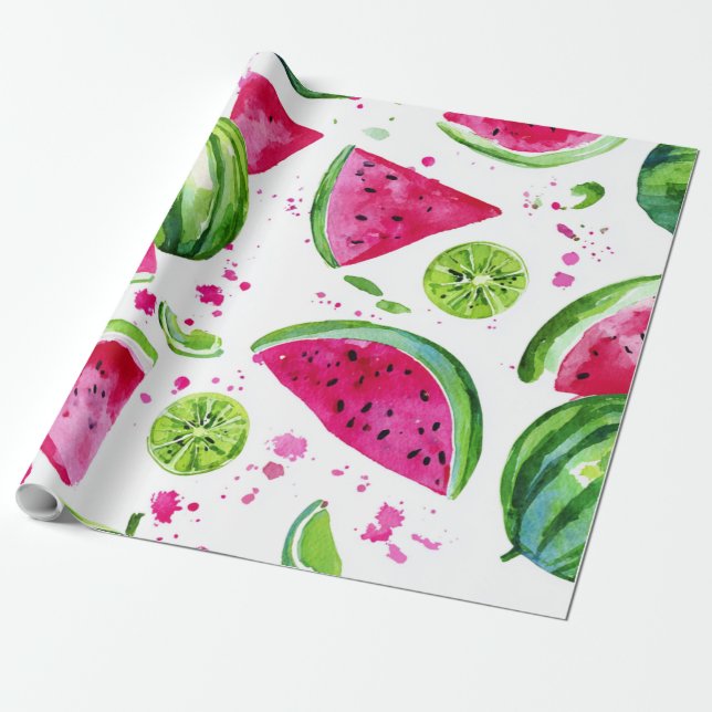 Papel De Presente Melancia Fofo Colorido Rosa Verde (Desenrolado)