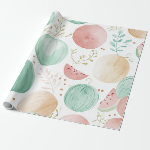 Papel De Presente Melancia Fofo Colorido Rosa Verde