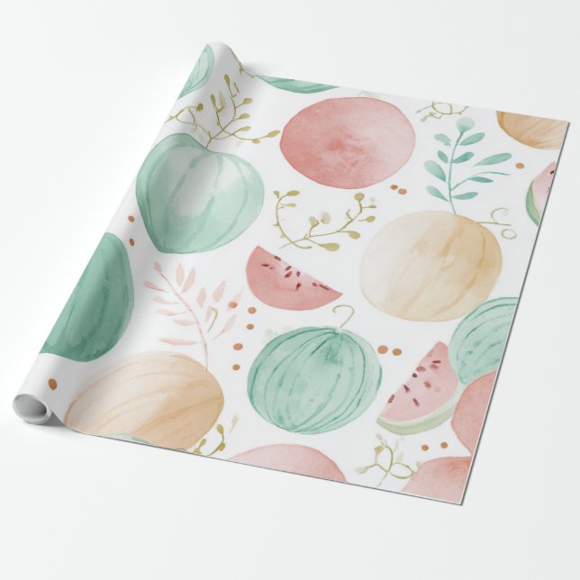 Papel De Presente Melancia Fofo Colorido Rosa Verde (Desenrolado)