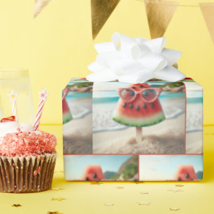 Papel De Presente Melancia Picolé Vestindo Óculos de sol