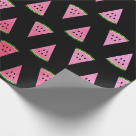 Papel De Presente Melancia tropical de verão frutas rosa-preto