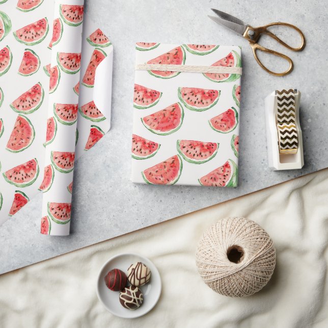Papel De Presente Melancias Vermelhas Frutas Aniversário (Artesanato)