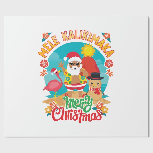 Papel De Presente Mele Kalikimaka para um Natal brilhante no Havaí (Aberto)