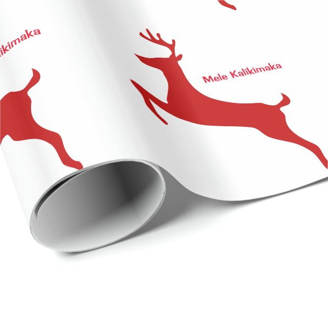 Papel De Presente Mele Kalikimaka Red Reindeer Natal (Ponta do rolo)