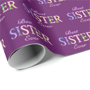 Papel De Presente Melhor Irmã de Todos os Tempos Estampado Roxo